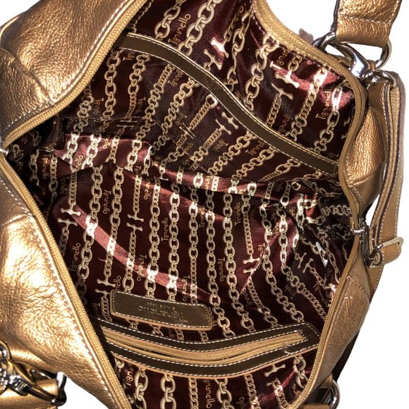 Tignanello HOLIDAY rich gold leather cross body hand bag gold chain link… - Picture 3 of 7